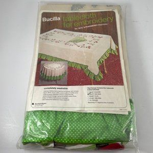 Bucilla Vintage 1970s Tablecloth Embroidery Kit Strawberry Festival